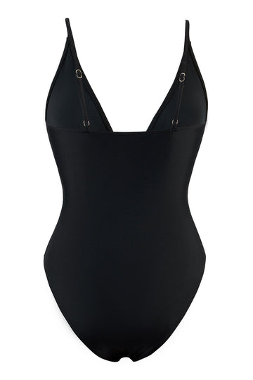 Maillot de bain une pièce classique noir à lanières